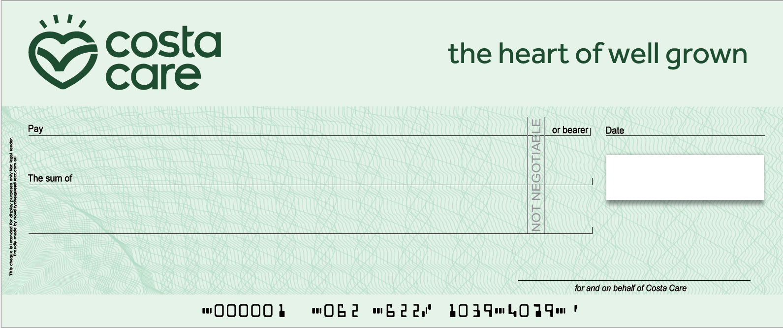 Giant Rigid Novelty Cheque - Novelty Cheques Direct