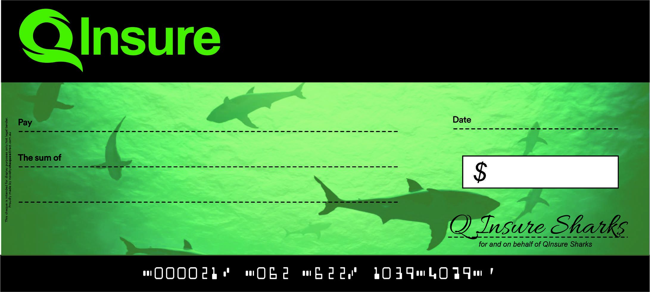 Giant Rigid Novelty Cheque - Novelty Cheques Direct