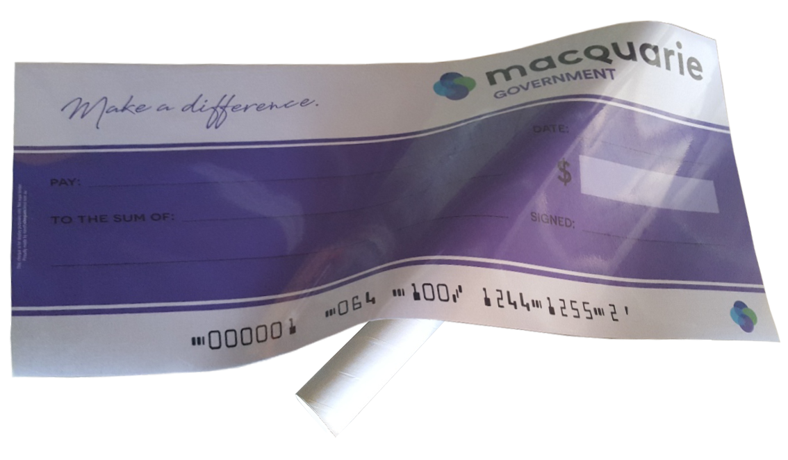 Giant Flexible Rolled Novelty Cheque - Novelty Cheques Direct