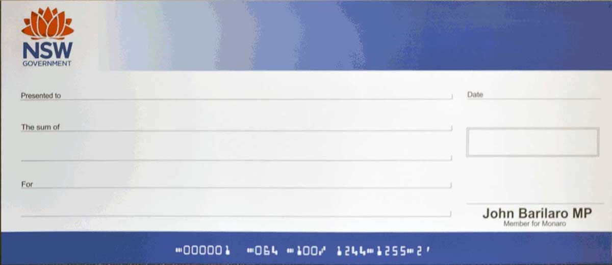 Giant Rigid Novelty Cheque - Novelty Cheques Direct