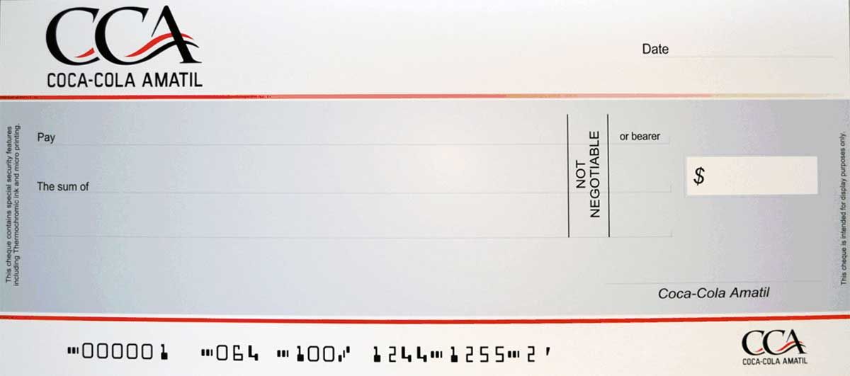 Giant Rigid Novelty Cheque - Novelty Cheques Direct