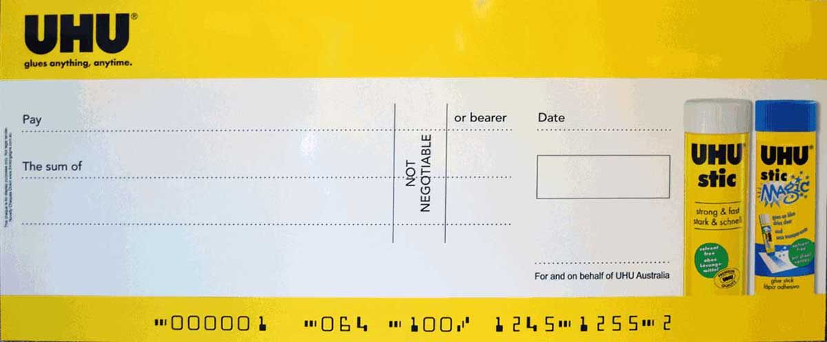 Giant Rigid Novelty Cheque - Novelty Cheques Direct